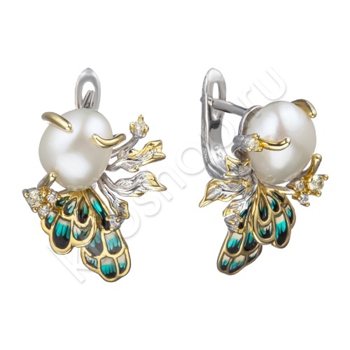 Серьги 34С158070 из серебра купить. 