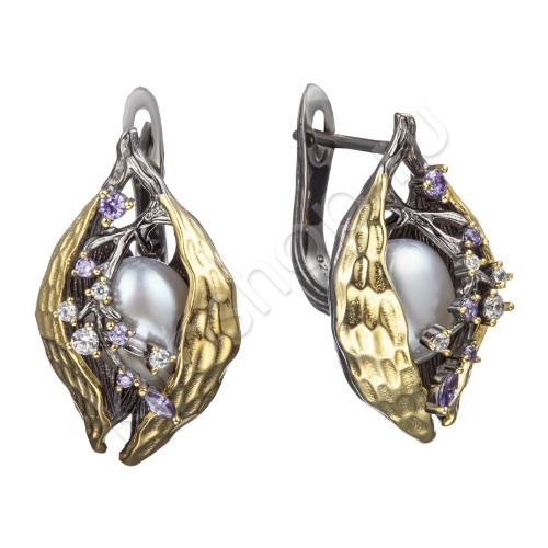 Серьги 34С158062 из серебра купить. 