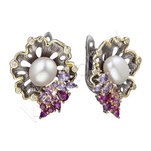 Серьги 34С158072 из серебра купить. 