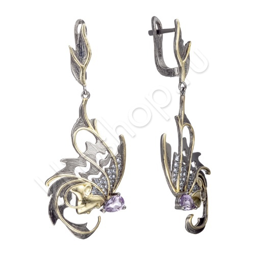 Серьги 35С158082 из серебра купить. 